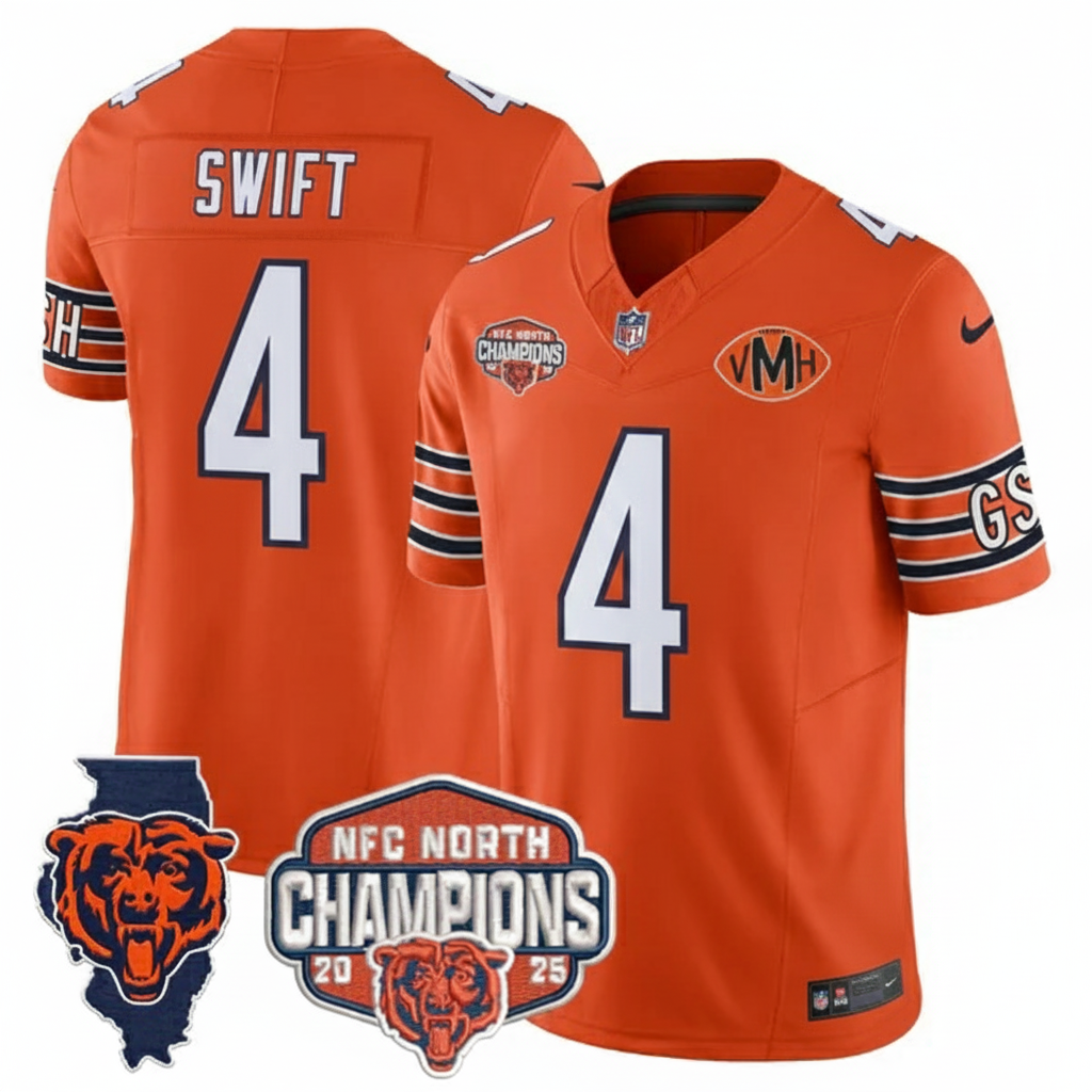 CHI 2025 NFC North Champions Patch Jersey V2 - All Stitched