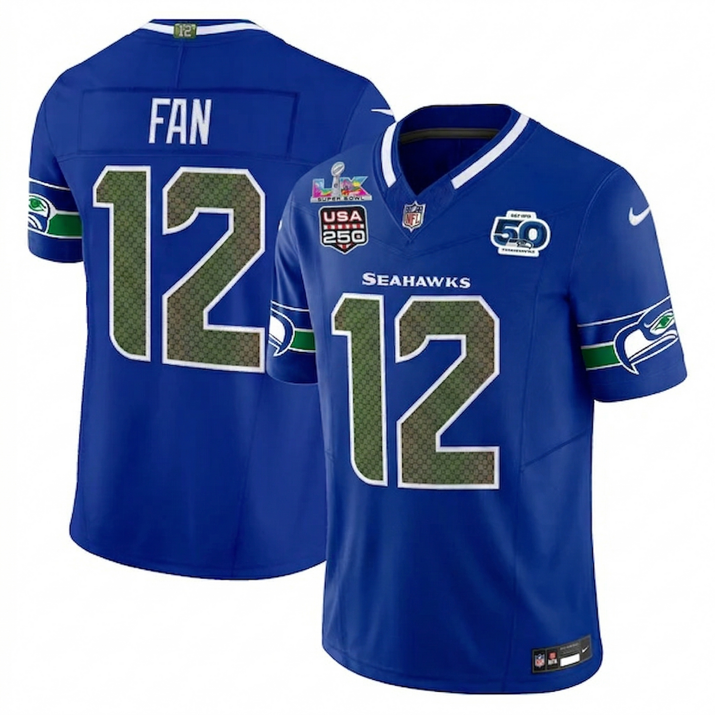 SEA "Super Bowl LX & United States 250th Anniversary Patch" Vapor Limited Jersey - All Stitched