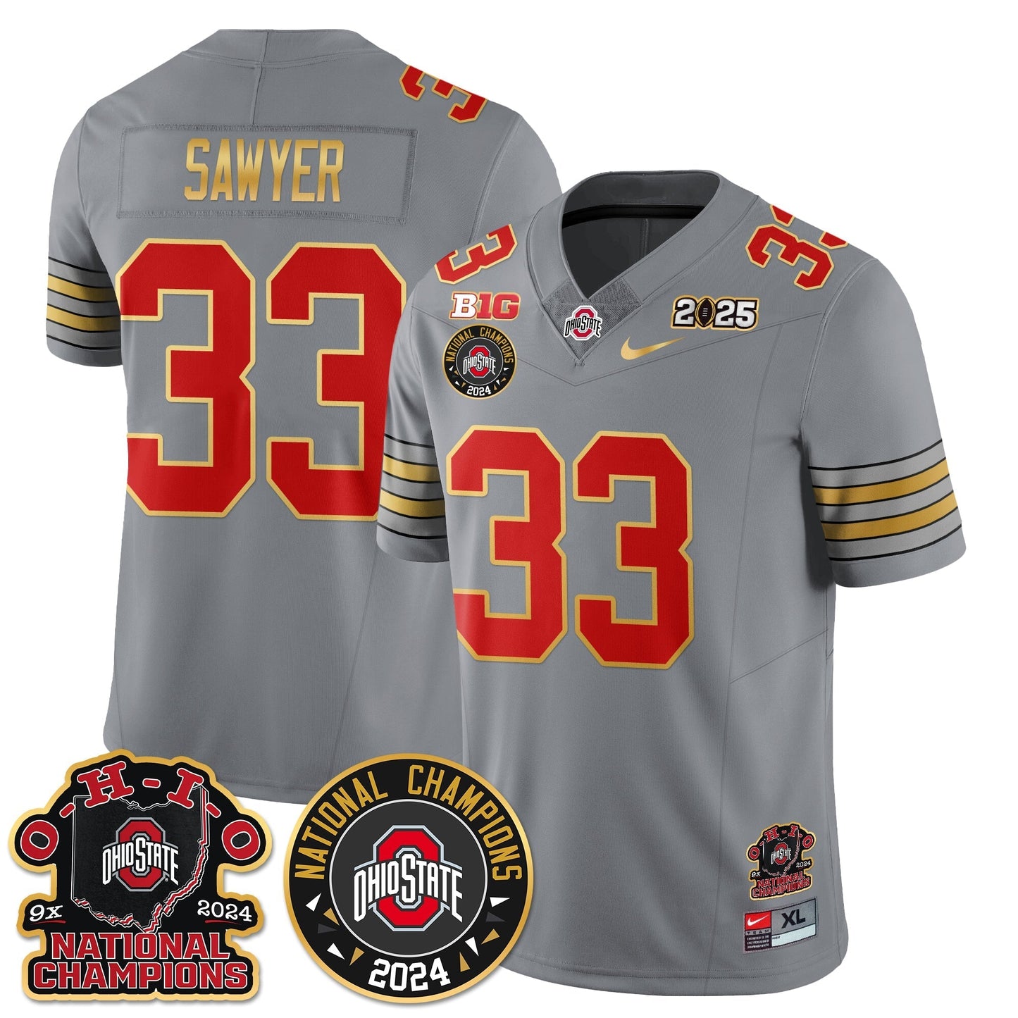 OSU 'Heritage Stripe' 2025 CFP Patch - National Champions Jersey N5 - All Stitched