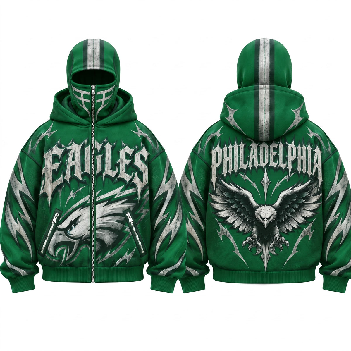 PHI Gothic Style Mask Zip Up Hoodie - Printed