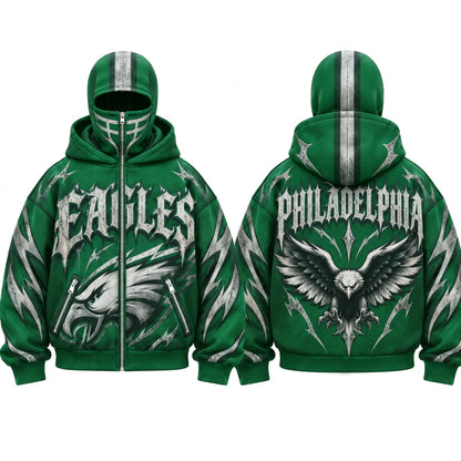 PHI Gothic Style Mask Zip Up Hoodie - Printed