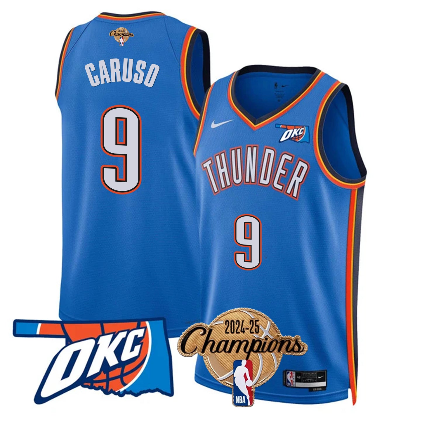 The Thunder 2024-25 Champions Black Gold Jersey - All Stitched