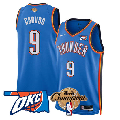 The Thunder 2024-25 Champions Black Gold Jersey - All Stitched