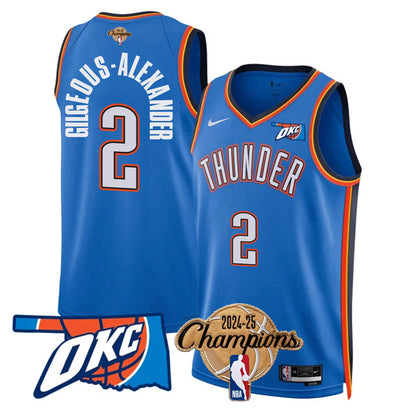 The Thunder 2024-25 Champions Black Gold Jersey - All Stitched