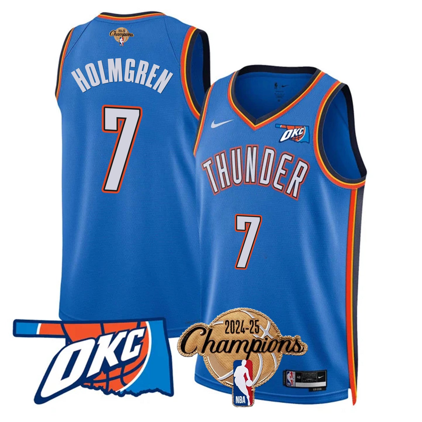 The Thunder 2024-25 Champions Black Gold Jersey - All Stitched