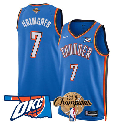 The Thunder 2024-25 Champions Black Gold Jersey - All Stitched
