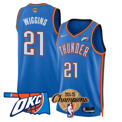 The Thunder 2024-25 Champions Black Gold Jersey - All Stitched