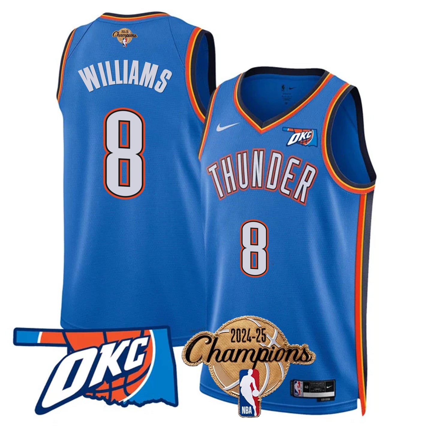 The Thunder 2024-25 Champions Black Gold Jersey - All Stitched