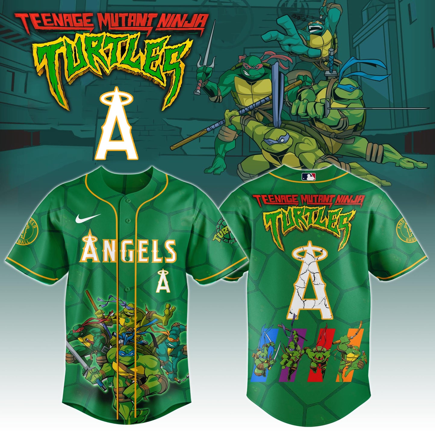 .        Los Angeles Angels x Ninja Turtles Night Game Limited Edition Jersey 2025