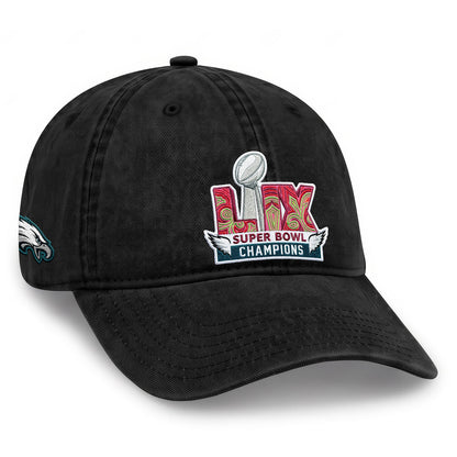 Philadelphia Eagles Champions SB LIX Baseball Wash Hat - Embroidered