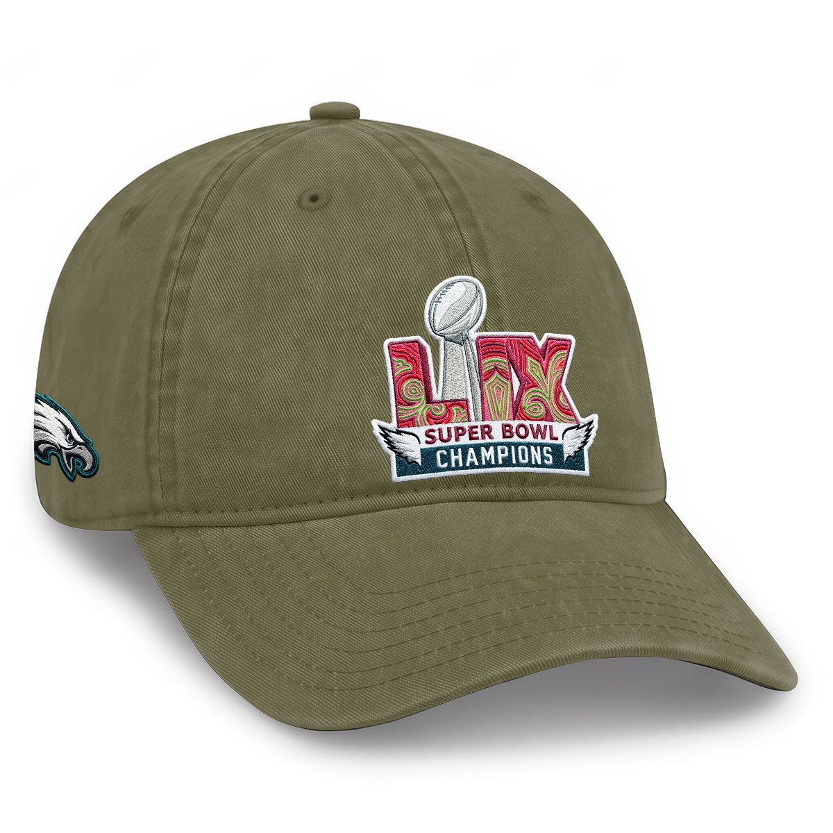 Philadelphia Eagles Champions SB LIX Baseball Wash Hat - Embroidered