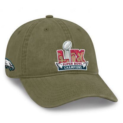 Philadelphia Eagles Champions SB LIX Baseball Wash Hat - Embroidered