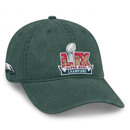 Philadelphia Eagles Champions SB LIX Baseball Wash Hat - Embroidered