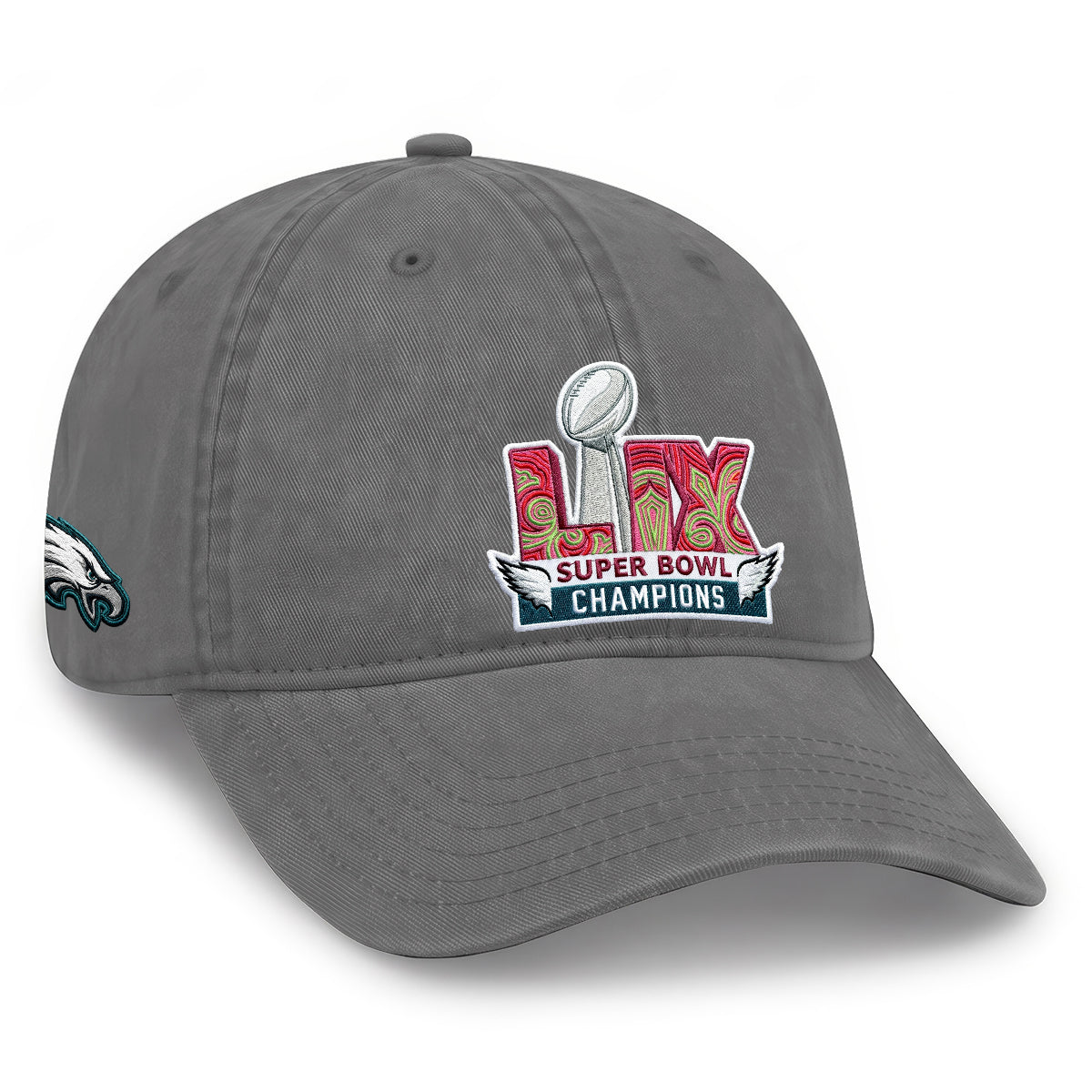 Philadelphia Eagles Champions SB LIX Baseball Wash Hat - Embroidered