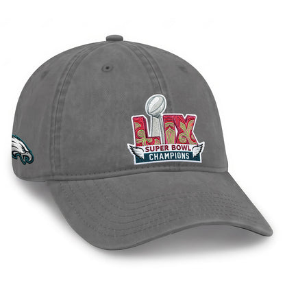 Philadelphia Eagles Champions SB LIX Baseball Wash Hat - Embroidered