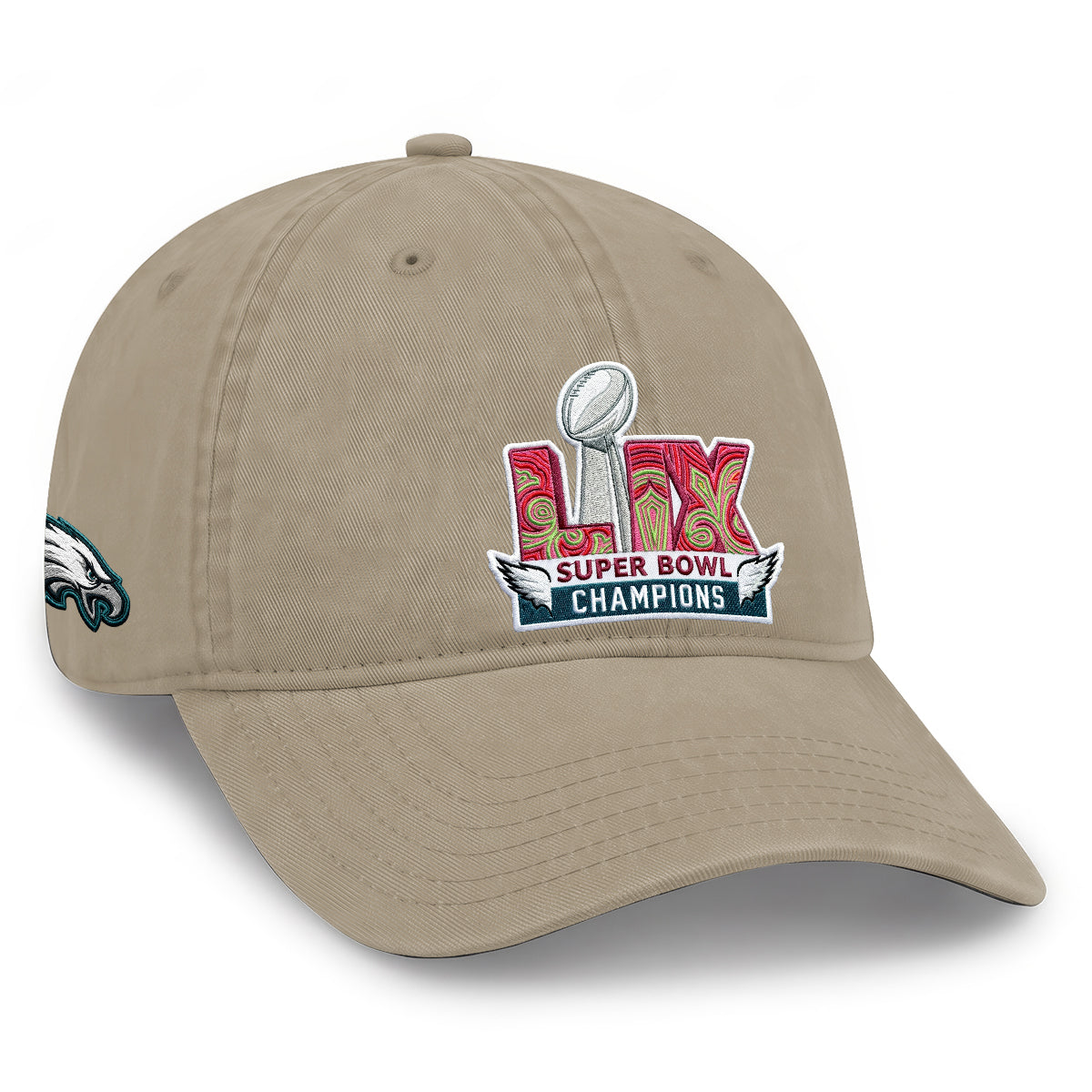 Philadelphia Eagles Champions SB LIX Baseball Wash Hat - Embroidered