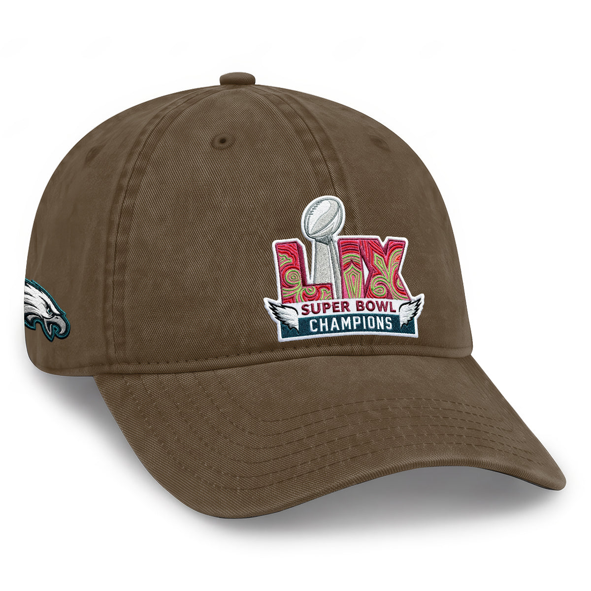 Philadelphia Eagles Champions SB LIX Baseball Wash Hat - Embroidered