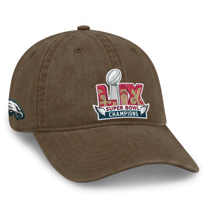 Philadelphia Eagles Champions SB LIX Baseball Wash Hat - Embroidered