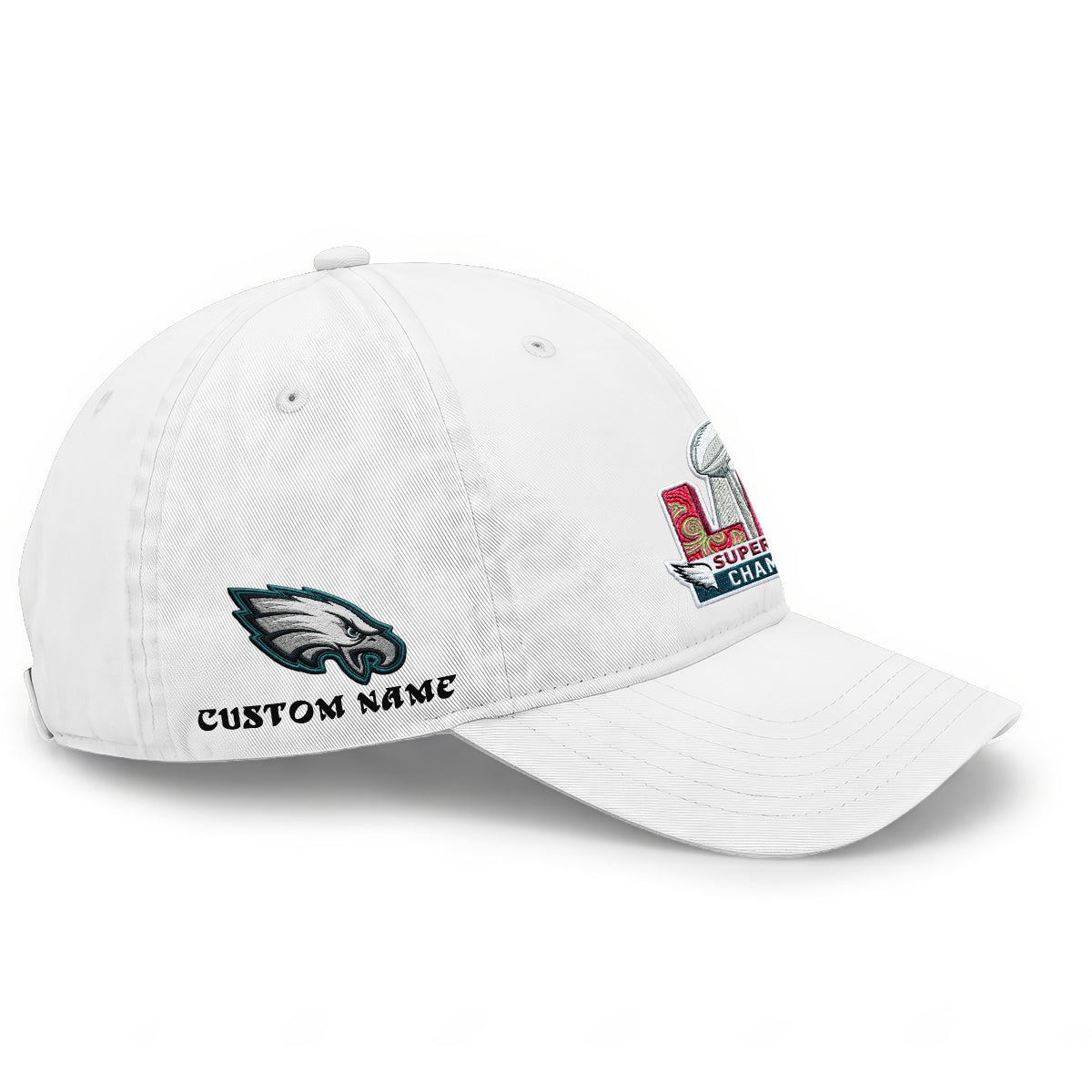 Philadelphia Eagles Champions SB LIX Baseball Custom Wash Hat - Embroidered
