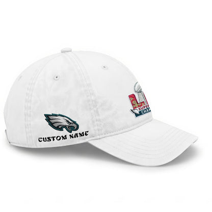 Philadelphia Eagles Champions SB LIX Baseball Custom Wash Hat - Embroidered