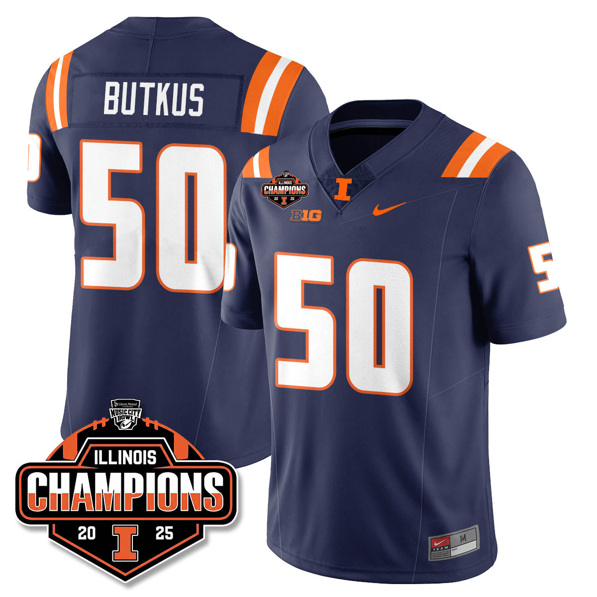 ILL Football 2025 Music City Bowl Champions Limited Jersey - All Stitched