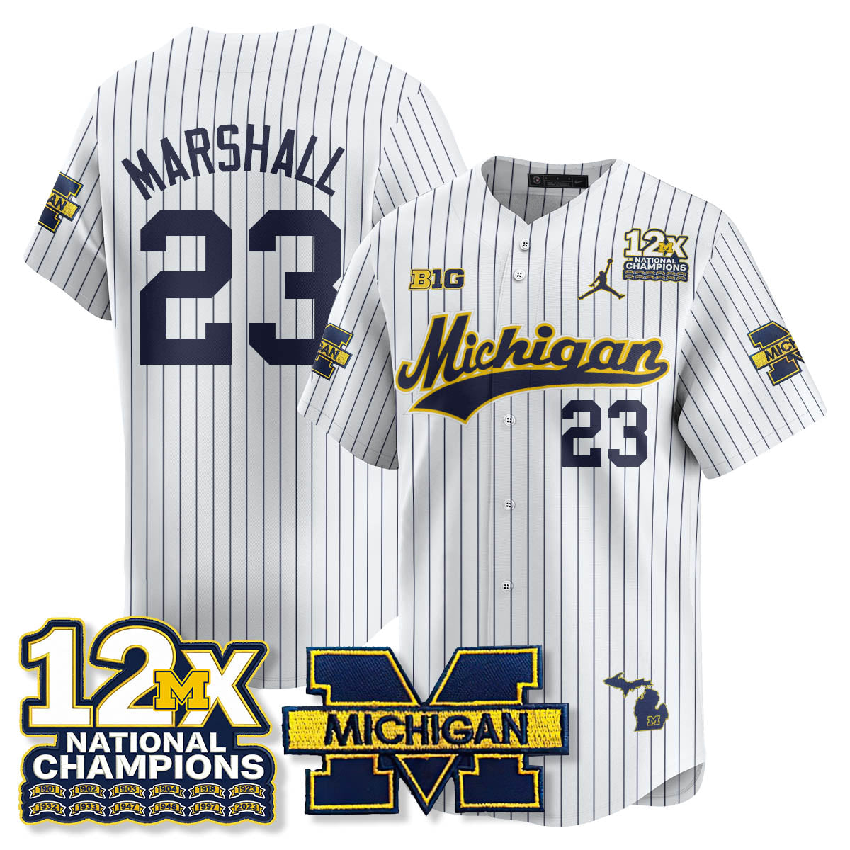 MICH 12x-Time National Champions Baseball Limited Jersey - All Stitched