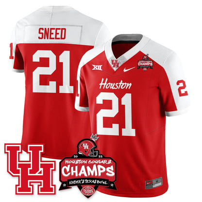 Houston Cougar Football 2025 Kinder's Texas Bowl Champions Jersey - All Stitched