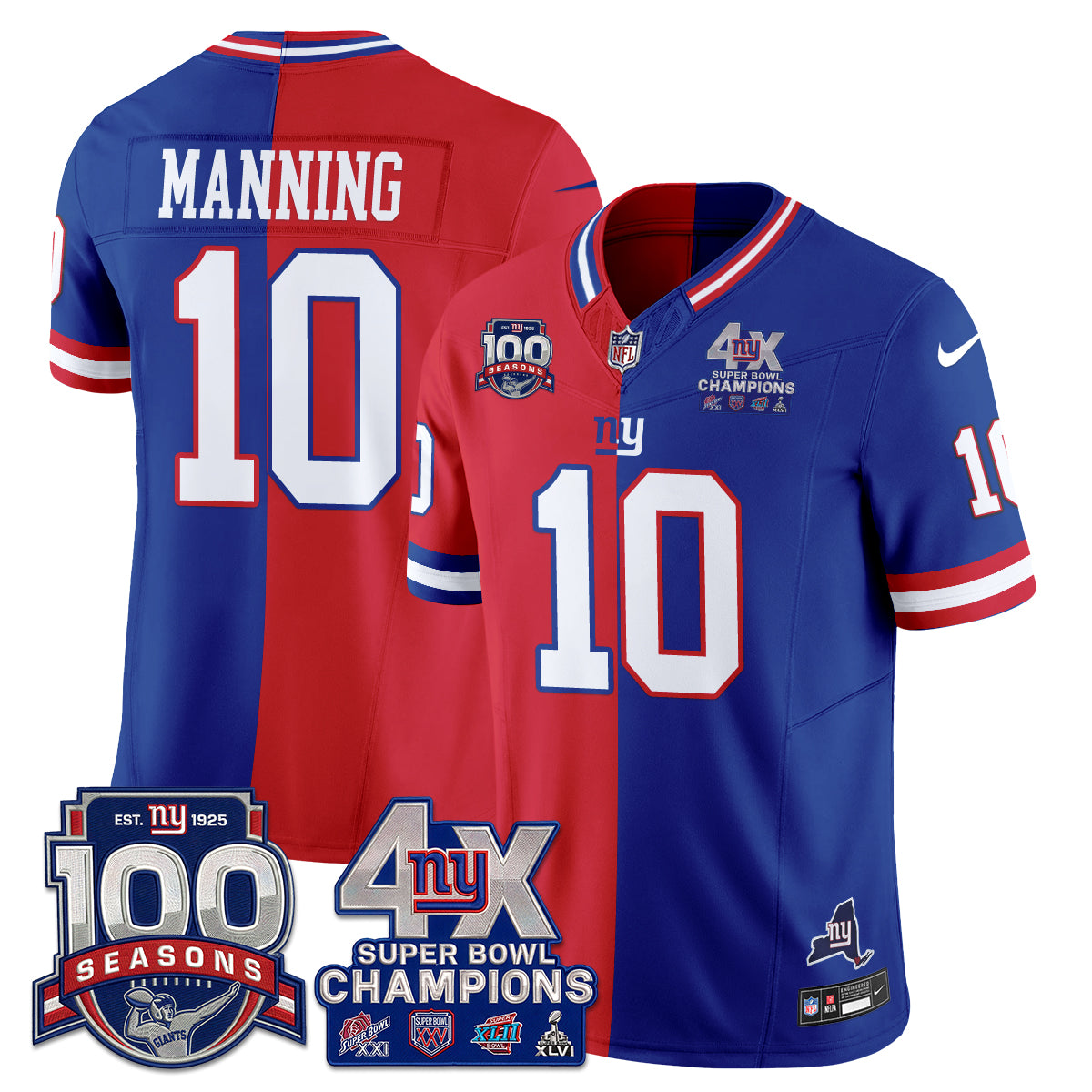 NYG 4X SBowl Split Edition Vapor Jersey - Stitched #10
