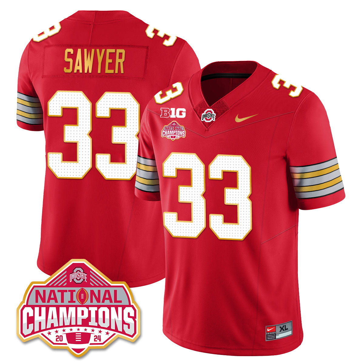 OSU 'Heritage Stripe' 2025 CFP Patch - National Champions Jersey N19 - All Stitched