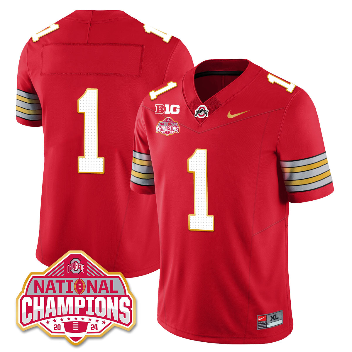 OSU 'Heritage Stripe' 2025 CFP Patch - National Champions Jersey - All Stitched