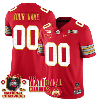 Custom Gender/Name OSU 'Heritage Stripe' 2025 CFP Patch - National Champions Gold Custom Jersey N6 - All Stitched