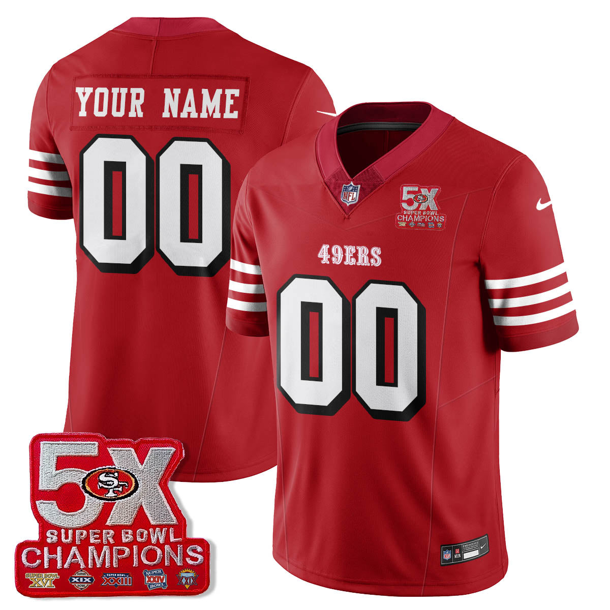 SF 5-Time Champions Patch Vapor Limited Jersey - All Stitched