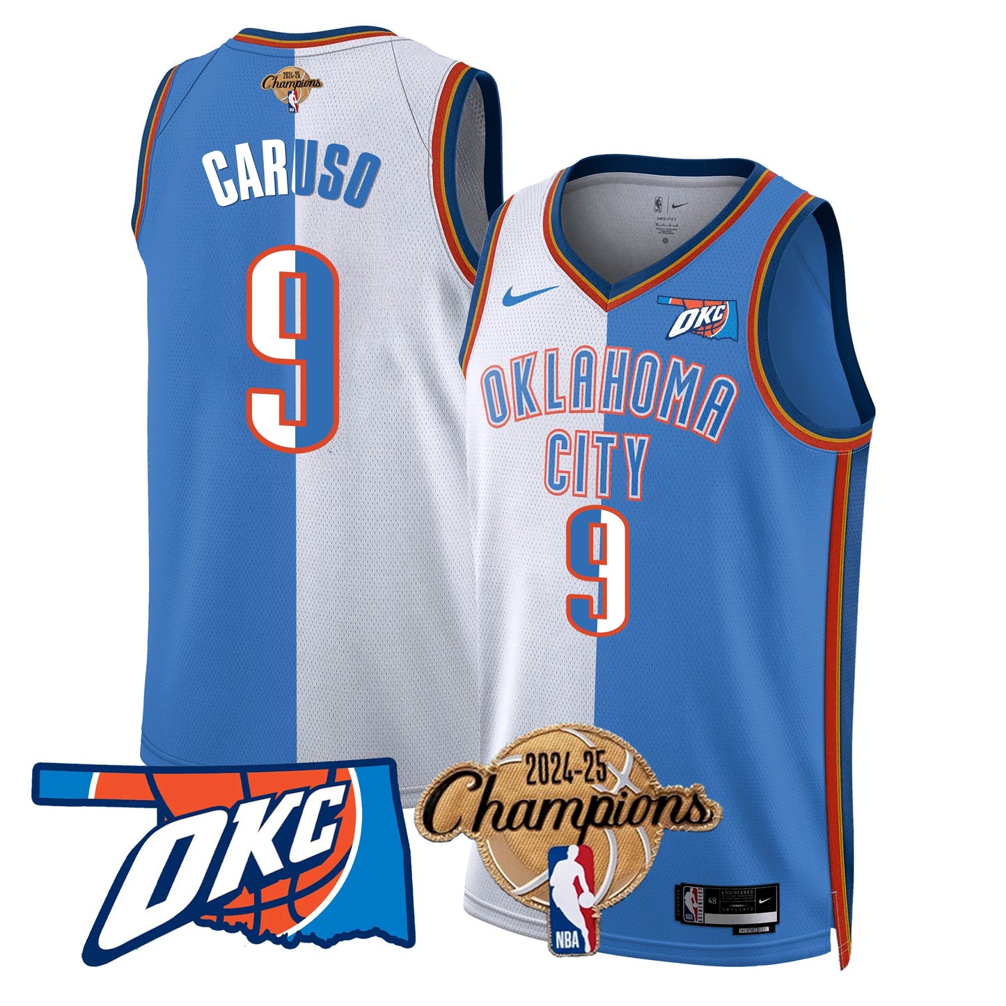 The Thunder 2024-25 Champions Black Gold Jersey - All Stitched