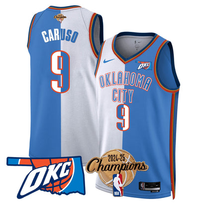 The Thunder 2024-25 Champions Black Gold Jersey - All Stitched