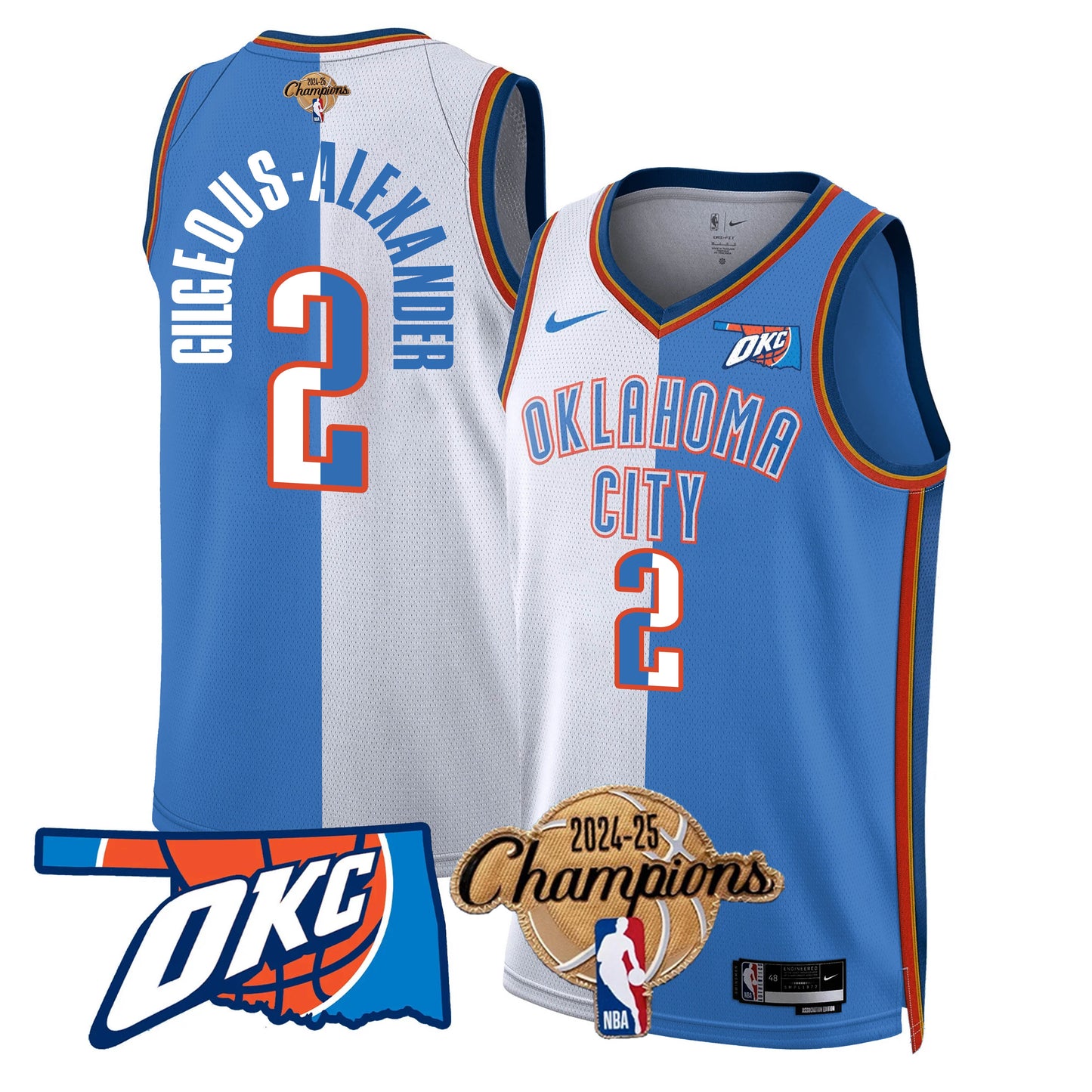 The Thunder 2024-25 Champions Black Gold Jersey - All Stitched