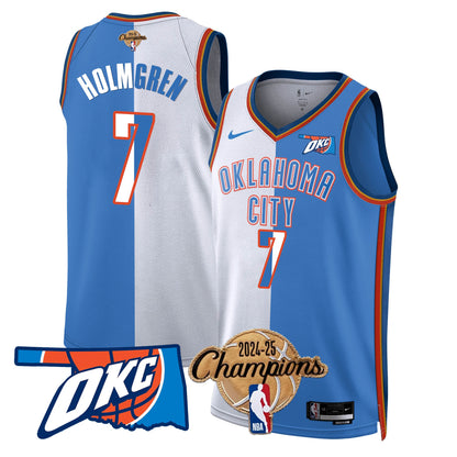 The Thunder 2024-25 Champions Black Gold Jersey - All Stitched