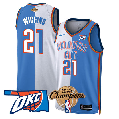 The Thunder 2024-25 Champions Black Gold Jersey - All Stitched