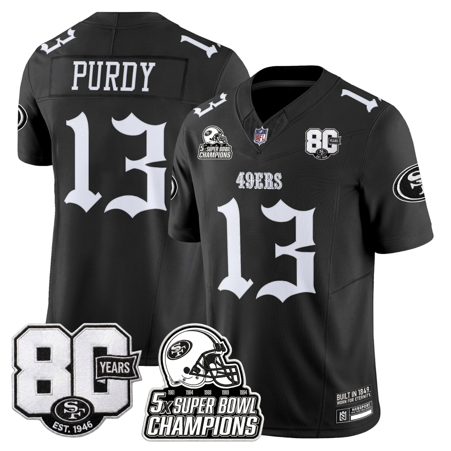 SF 'Fog City Gothic Edition' 80th Anniversary & 5X Champs Jersey - Stitched