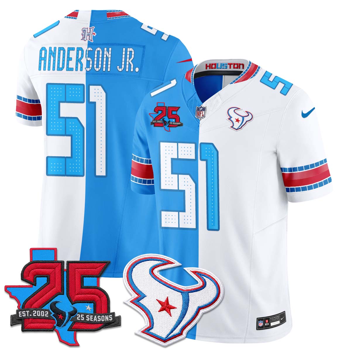 HOU 2026 25th Patch Rivalries Split Vapor Jersey - Stitched