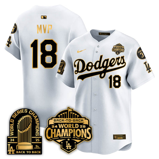 LAD 2025 World Series Champions  Gold Jersey - 9x Champs - All Stitched