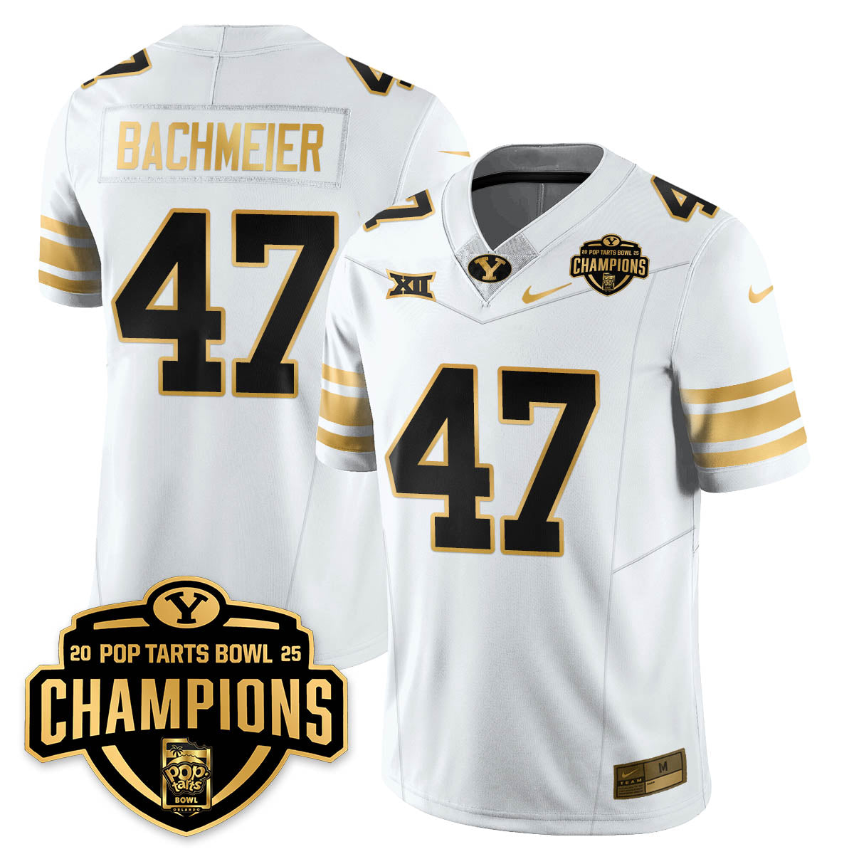 BYU Cougars Football 2025 Pop-Tarts Bowl Champions Gold Jersey - All Stitched