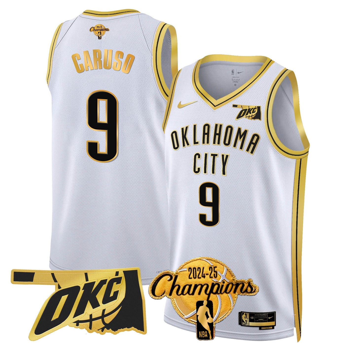 The Thunder 2024-25 Champions Black Gold Jersey - All Stitched