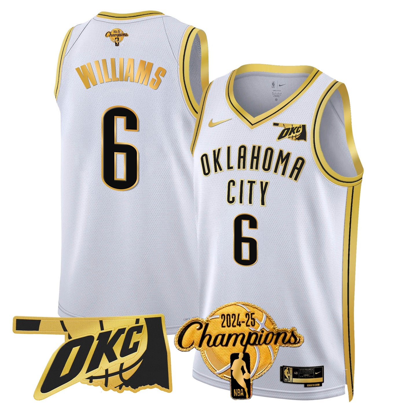 The Thunder 2024-25 Champions Black Gold Jersey - All Stitched