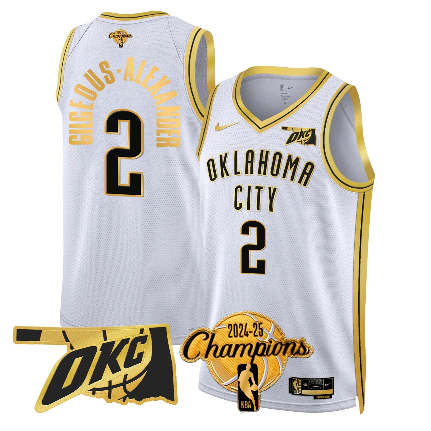 The Thunder 2024-25 Champions Black Gold Jersey - All Stitched