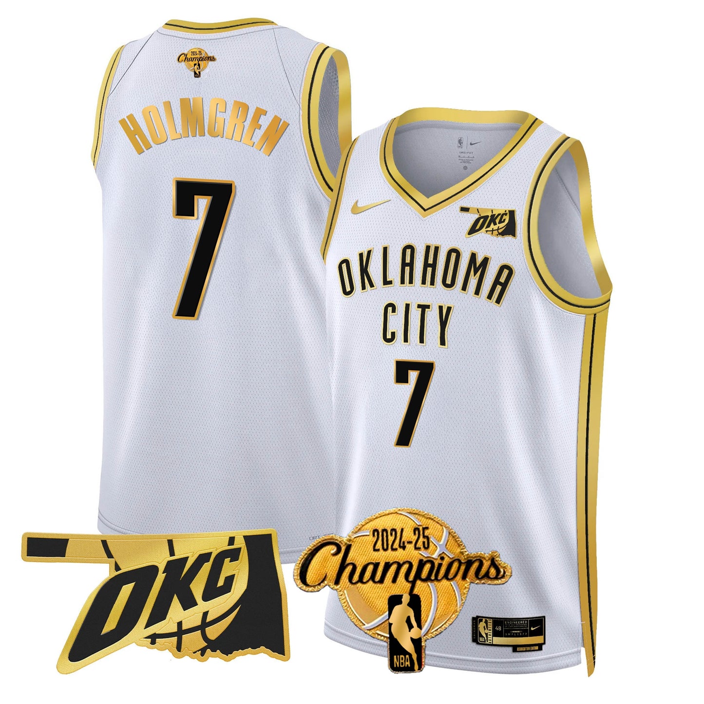 The Thunder 2024-25 Champions Black Gold Jersey - All Stitched