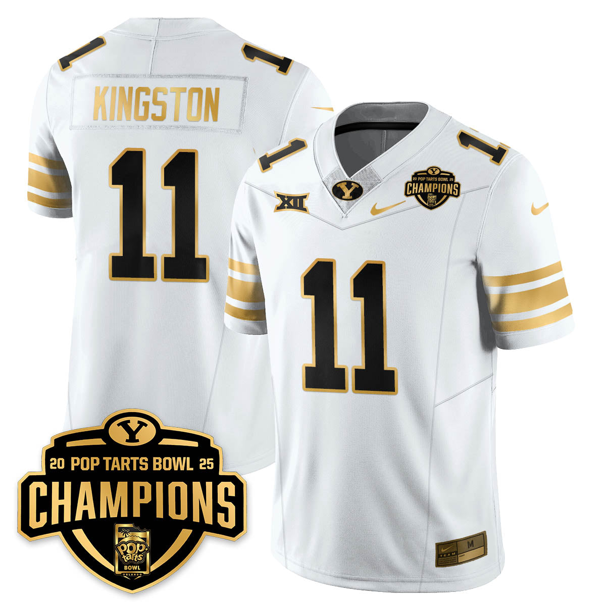 BYU Cougars Football 2025 Pop-Tarts Bowl Champions Gold Jersey - All Stitched