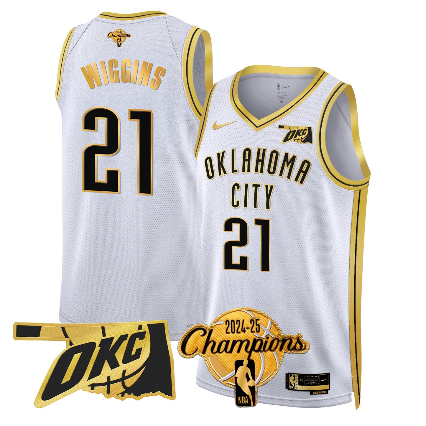 The Thunder 2024-25 Champions Black Gold Jersey - All Stitched
