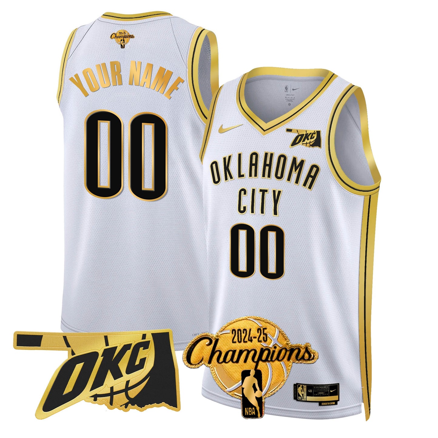 The Thunder 2024-25 Champions Black Gold Jersey - All Stitched