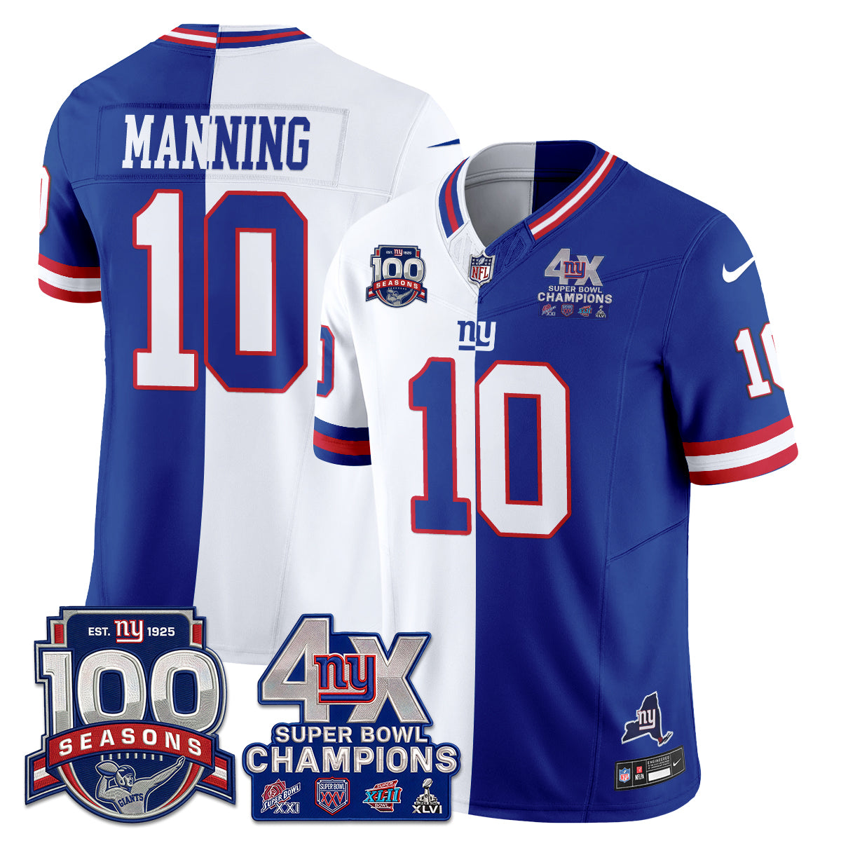 NYG 4X SBowl Split Edition Vapor Jersey - Stitched #10