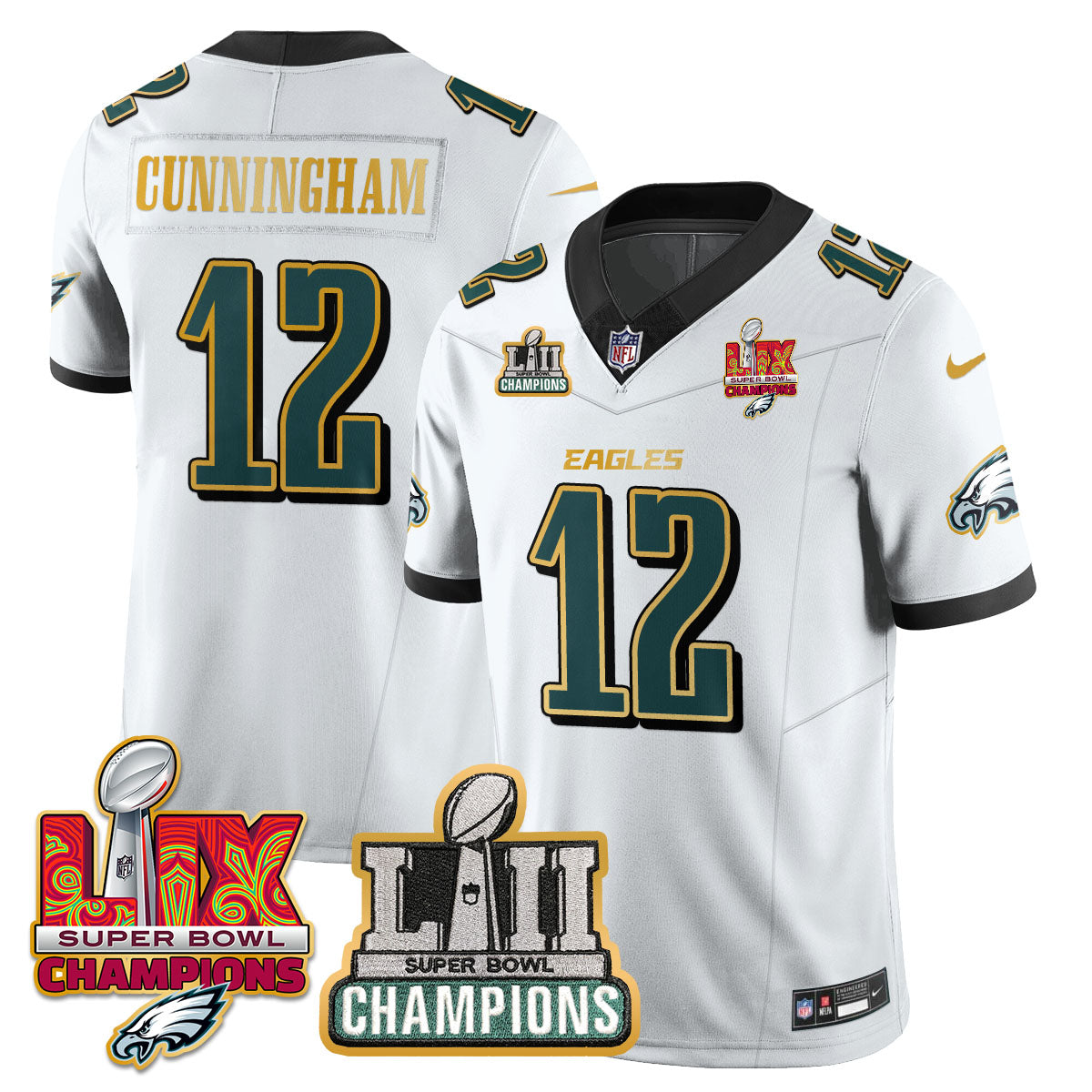 PHI LII-LIX Super Bowl Champions Vapor Limited Gold Jersey - All Stitched